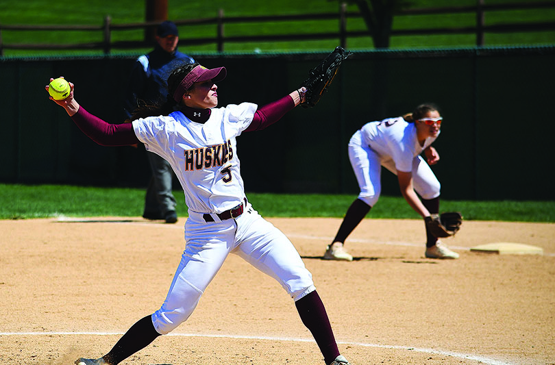 Abby Wild is seen pitching this past Saturday against Indiana University of Pennsylvania. The Sophomore pitcher pitched six innings of shutout ball.