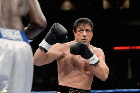 Sylvester Stallone, as Rocky, in well known boxing scene. 
