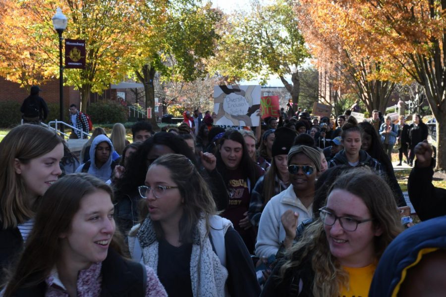 The+protest+that+took+place+on+the+quad+had+an+attendance+reported+in+the+thousands+per+the+Press+Enterprise.+The+protest+had+multiple+campus+leaders+talk+through+a+bullhorn.+After+the+speeches+concluded%2C+the+protesters+circled+the+quad+chanting%2C+%E2%80%9Cwe+want+D.I.S.%E2%80%9D+D.I.S.+stands+for+diversity%2C+inclusion+and+safety.+After+multiple+passes+around+the+quad%2C+the+march+continued+down+to+Carver+Hall+where+the+speeches+continued.+