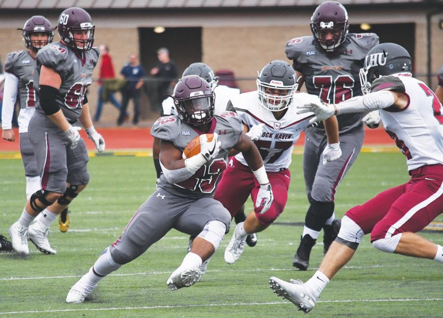 Redshirt sophomore Khalil Nelson rushed for 78 yards last time out against Millersville. Nelson has tallied 511 total rushing yards for the season.
