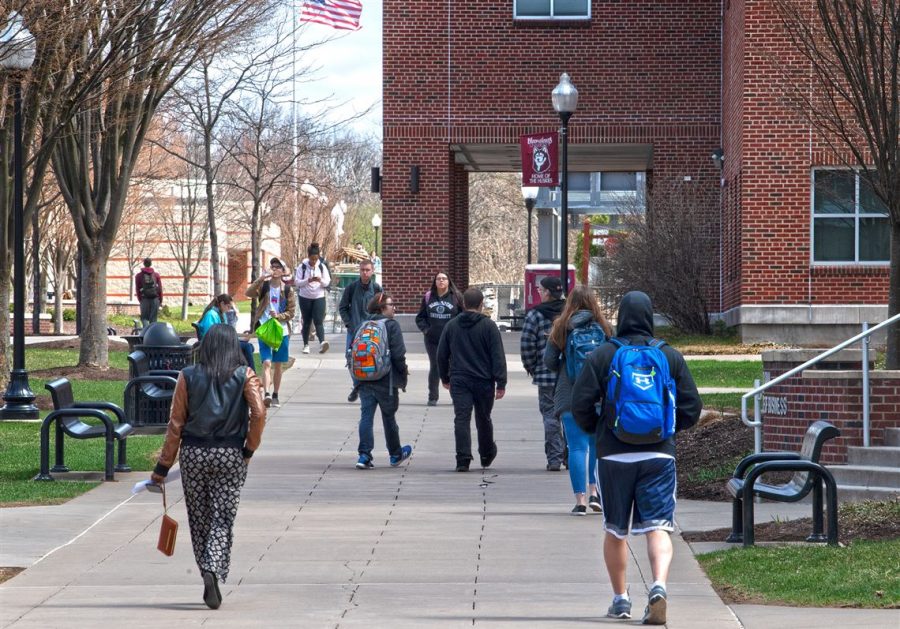 Bloomsburg students will return to walking alongside the quad to in-person instruction, Fall 2021.