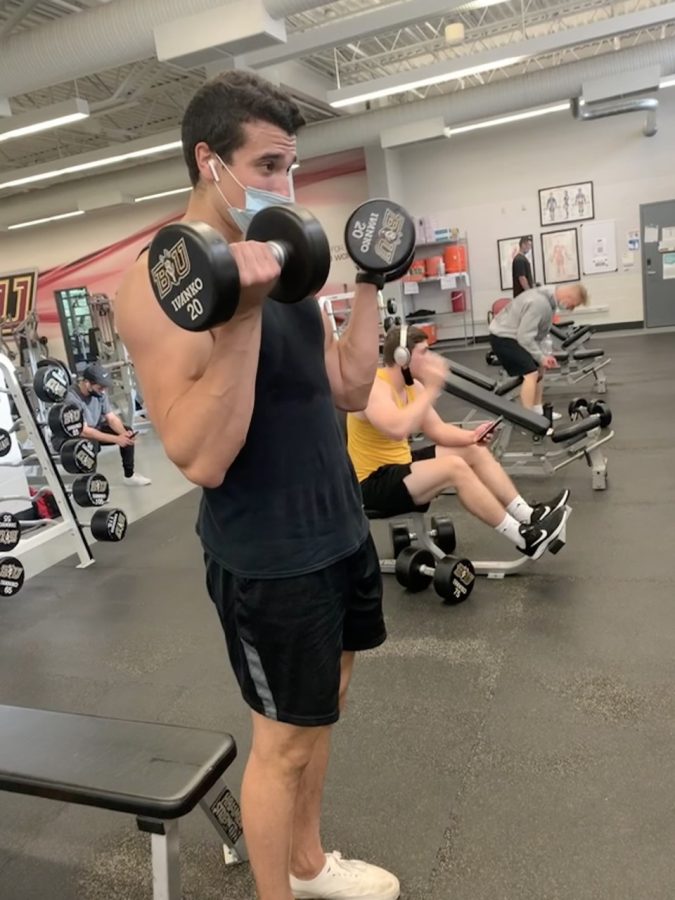 Pat LaFerrera working out at the Recreational Center