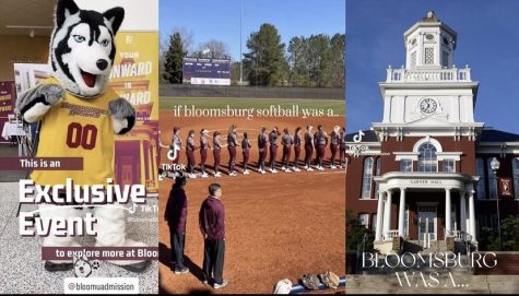 Photos above are from Bloomsburg Universitys TikTok accounts in order from left to right, @bloomsburgu, @busb_huskies, @bloomuadmission. 