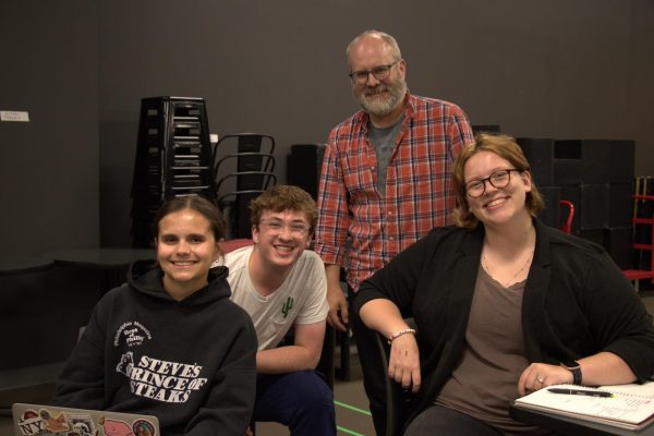 Audience members after the general auditions Monday: From right to left: Alia Storino: costume designer, Tom Halko: sound designer, director Prof. David Miller, Emily Schaffer: assistant director.
