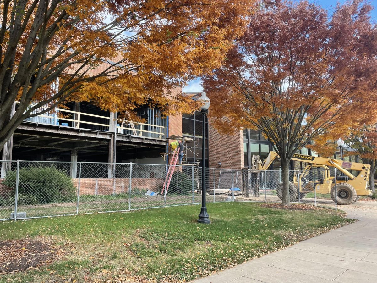 Support beams visible from outside of McCormick Hall.
