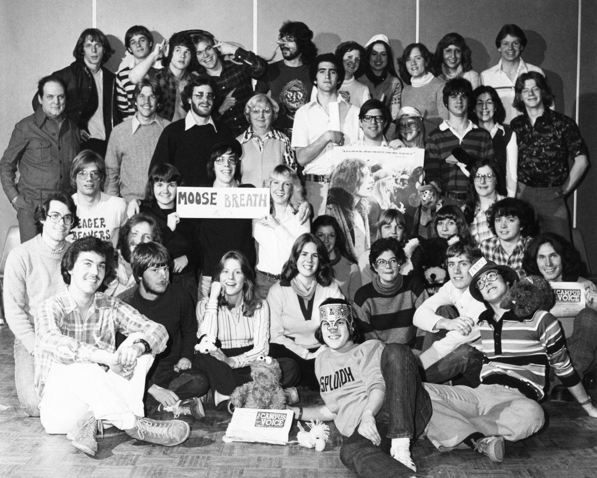 The staff of the Campus Voice paper from February 1978.  
