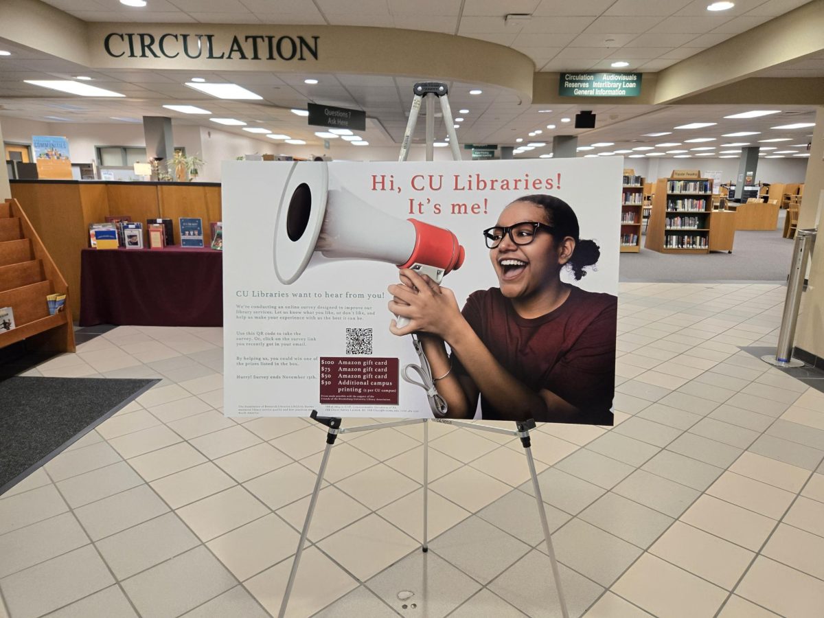 Sign for survey in Andruss Library