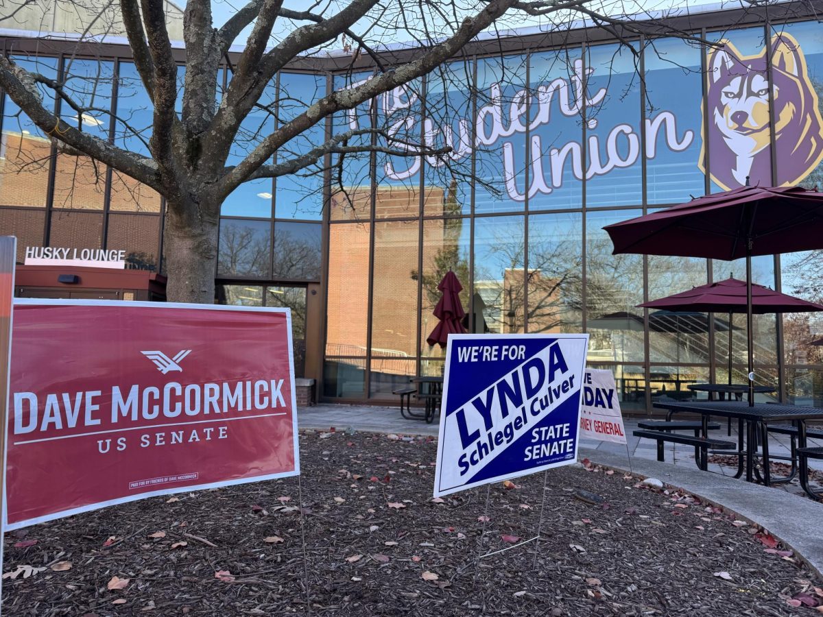 Candidate signs on campus