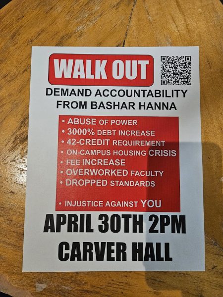 A flyer calling for the walkout against Hanna. Photo submitted by Melissa McDevitt.
