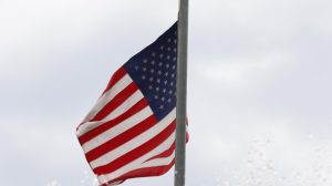 An American flag in the Market Square, Bloomsburg.
