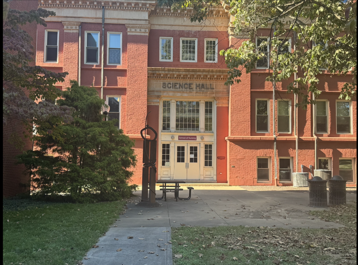 The entrance to the Old Science Hall