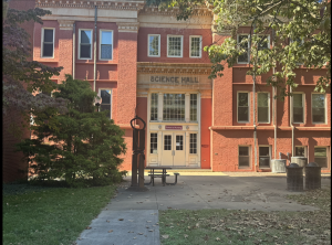 The entrance to the Old Science Hall
