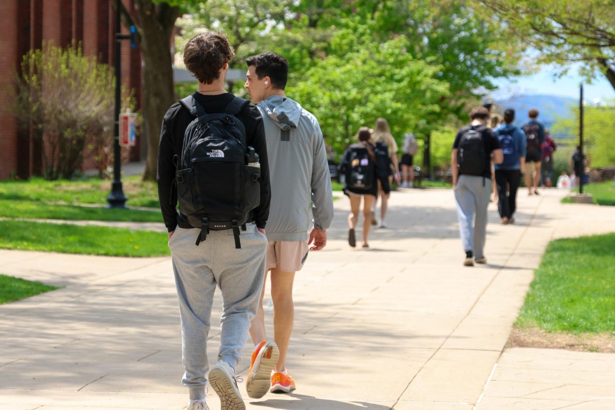 Students walking between classes on campus.